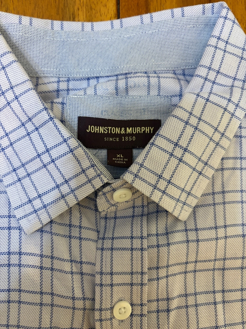 Johnston & Murphy Blue Windowpane Dress Shirt